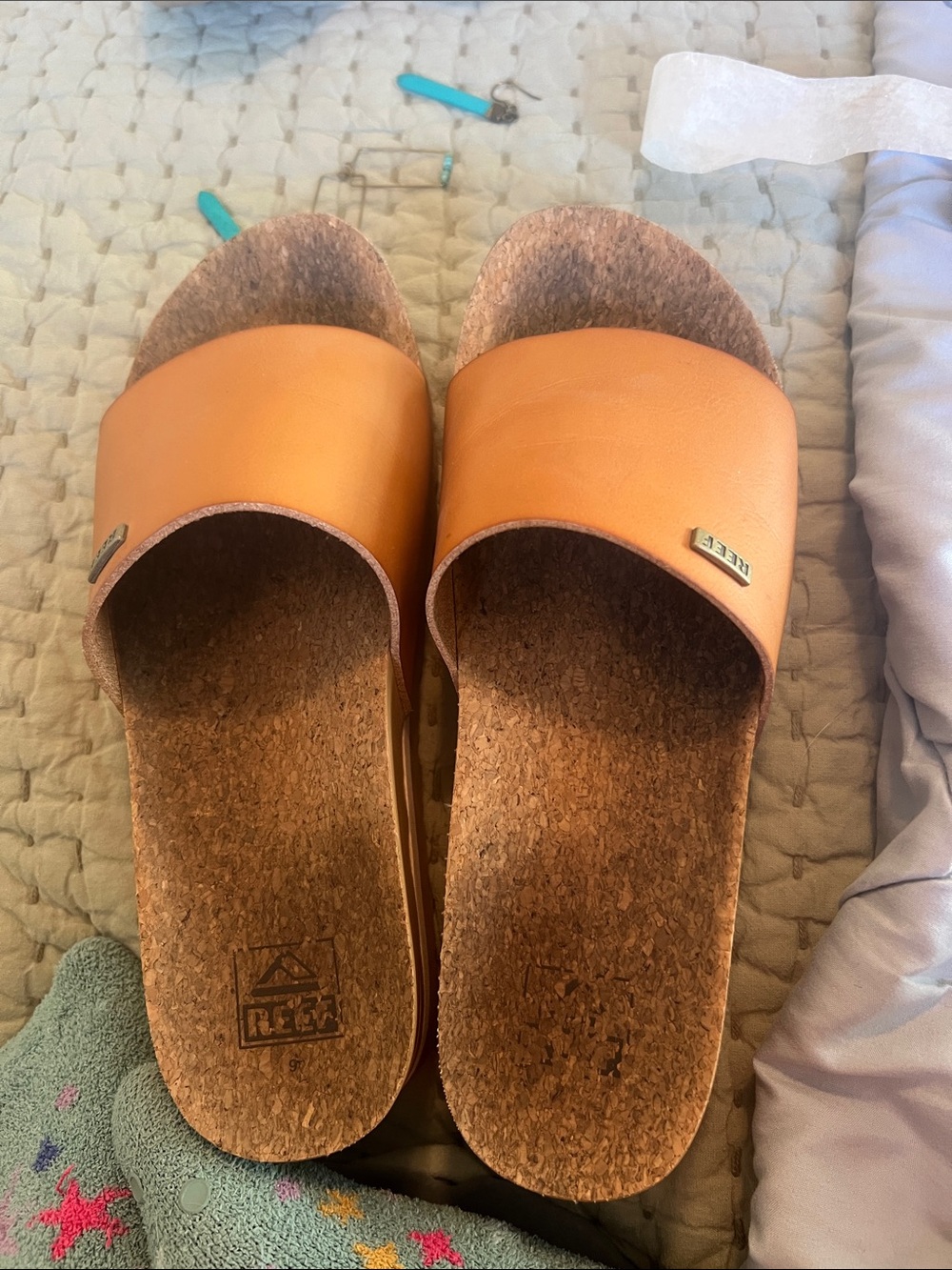 Reef Women's Orange Slide Cork Footbed Sandals